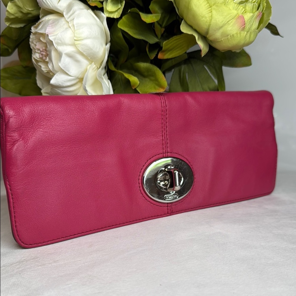Vintage Pink Coach Madeline Slim Foldover Clutch